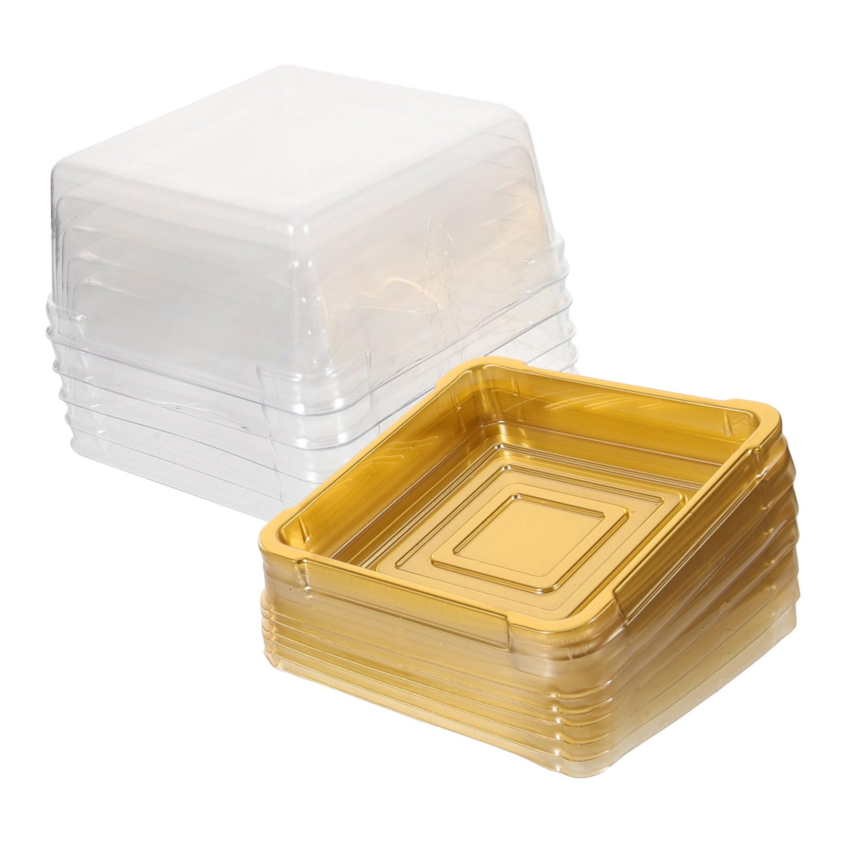QAONEAY 50pcs Reusable Moon Cake Boxes Cupcake Containers Muffins Cheese Pastry Lids