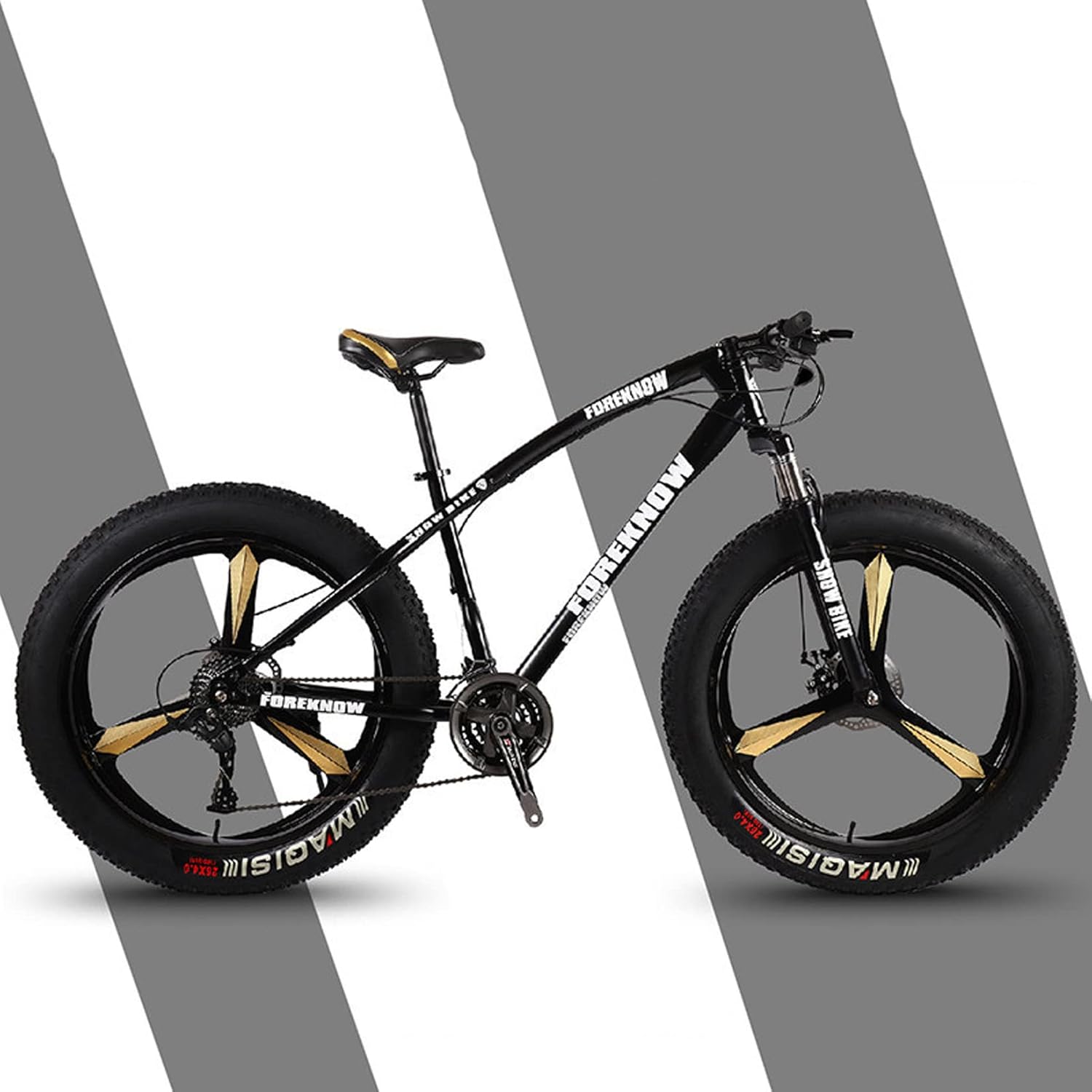 WLWLEO 26 Inch Fat Tire Mountain Bikes Bicycle Beach Snow Anti-Slip Bike, High-Carbon Steel Frame, Dual Disc Brake System, Urban Offroad Bicycles for Adults Mens Womens