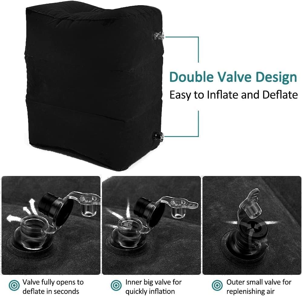 Poggiapiedi Gonfiabile Per Viaggi - Regolabile In Altezza, Nero, Per Aereo, Auto, Ufficio - Foto 8