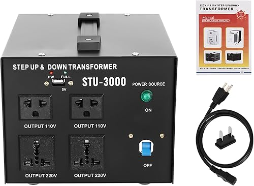 Miniatura 9 de Convertidor de voltaje de 3000 W Máquina transformadora Convertidores de potencia Cambiador de voltaje Enchufe de 3 clavijas Transformador de