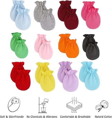 Miniatura 3 de Guantes unisex para bebé recién nacido, guantes antiarañazos, guantes para bebé, juego de 6 guantes