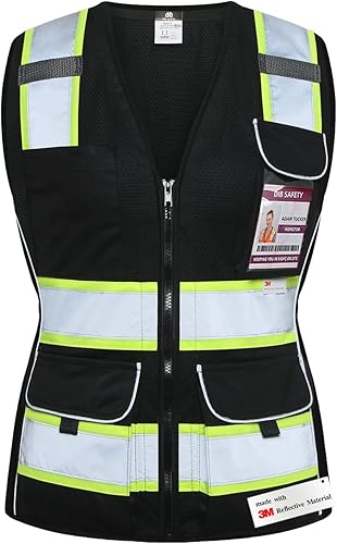 Dib Safety Chaleco para mujer con bolsillos, chaleco reflectante de malla de alta visibilidad, ANSI Clase 2 fabricado con cinta reflectante 3M, rosa