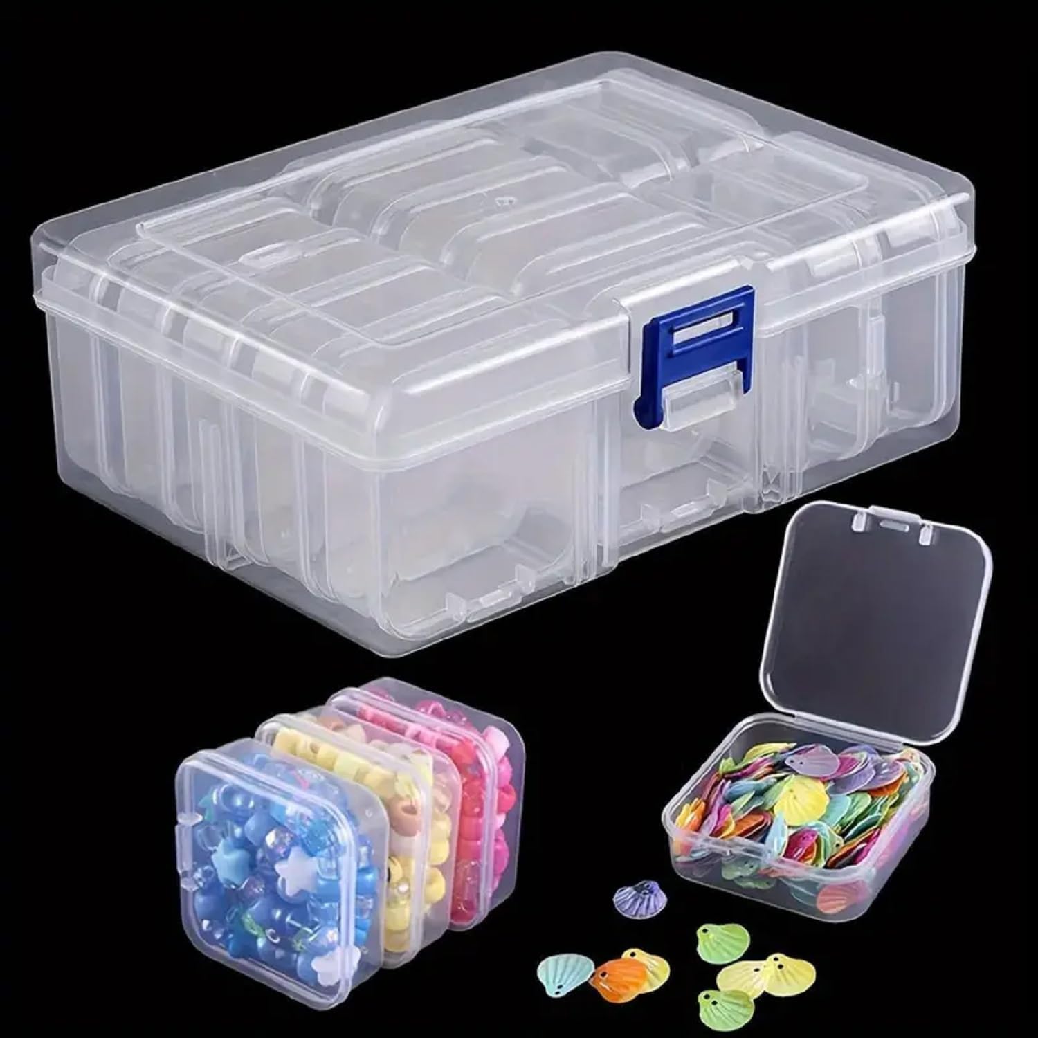 HDR MALL 13pcs Bead Organizers in A Clear Box, Clear Plastic Diamond Painting Storage Container with Mini Clear Boxes for Craft Organziers and Storage Art Embroidery