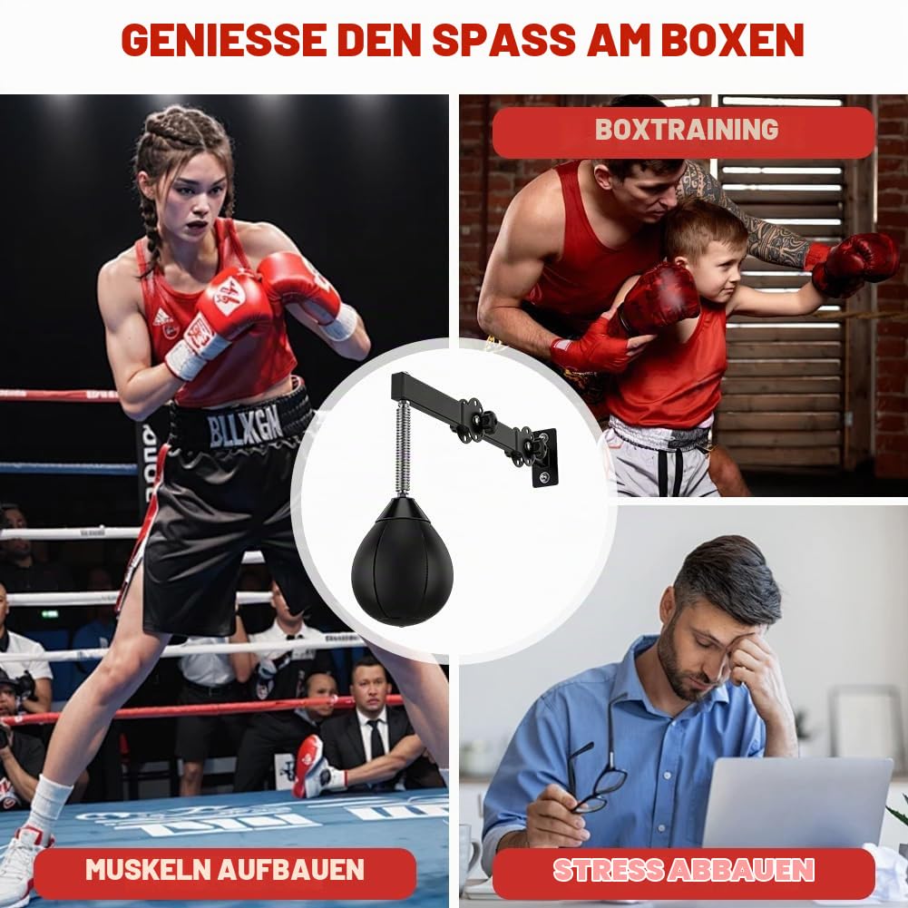 Speed Punchingball, Höhenverstellbar & Faltbar, Boxball mit Aufhängung, Trainingsgerät für Reflexe, Boxsack Set Freistehend, Punching Bag Boxsack Hängend für Home Gym Workout, Training