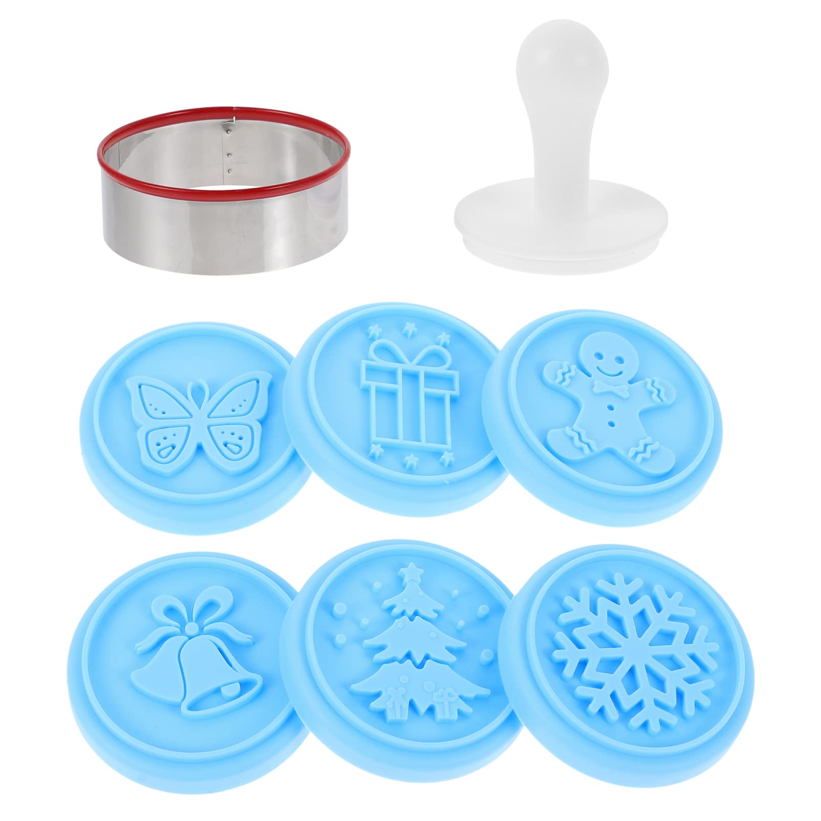Cabilock 3 Juegos Molde De Galleta En Pan De Jengibre Revestimientos Pastel Sellos Cortadores De Galletas Navideñas Estera Día Festivo Equipo Acero Inoxidable Blue 6 Piezas * 3