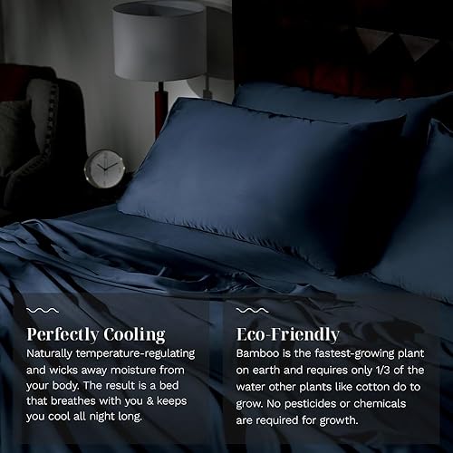 Miniatura 9 de LUXOME Luxury Sheet Set  100% Rayon (Viscose) from Bamboo  Full Size - Ocean  Deep Pockets  4-Piece Set (Fitted, Flat, 2 Pillowcases)