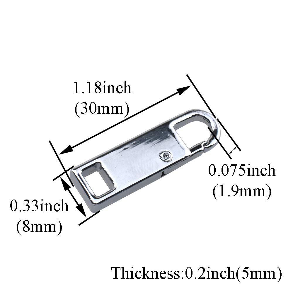 XZX Metal Solid Zipper Pull tab Handle Holder 0.1 inch 2.5 mm