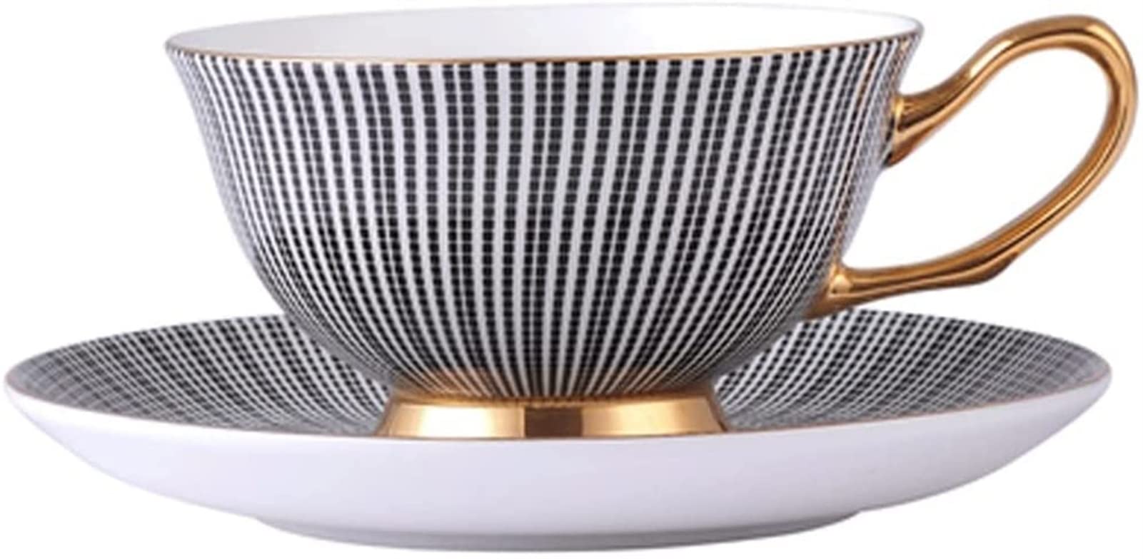 YNIYUJKL Bone China Tea Cup Saucer Spoon Set Elegant Gray Coffee Cup Gold Porcelain Tea Set Ceramic Teacup Cafe Espresso Cup Coffee Cup