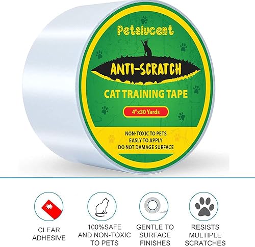 Miniatura 6 de Petslucent Cinta protectora de muebles para gatos, cinta de entrenamiento disuasoria antiarañazos para gatos, protectores adhesivos transparentes de