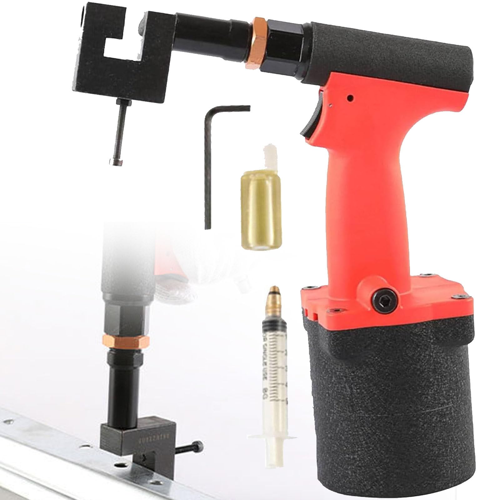 Pneumatischer Locher, 3,2–11 mm Luft-Metalllocher, professioneller Stanznagler, verstellbare Ränder, Klemmkopf um 360° drehbar, für Türen und Fenster, Fabrik, Büro und Zuhause,9mm