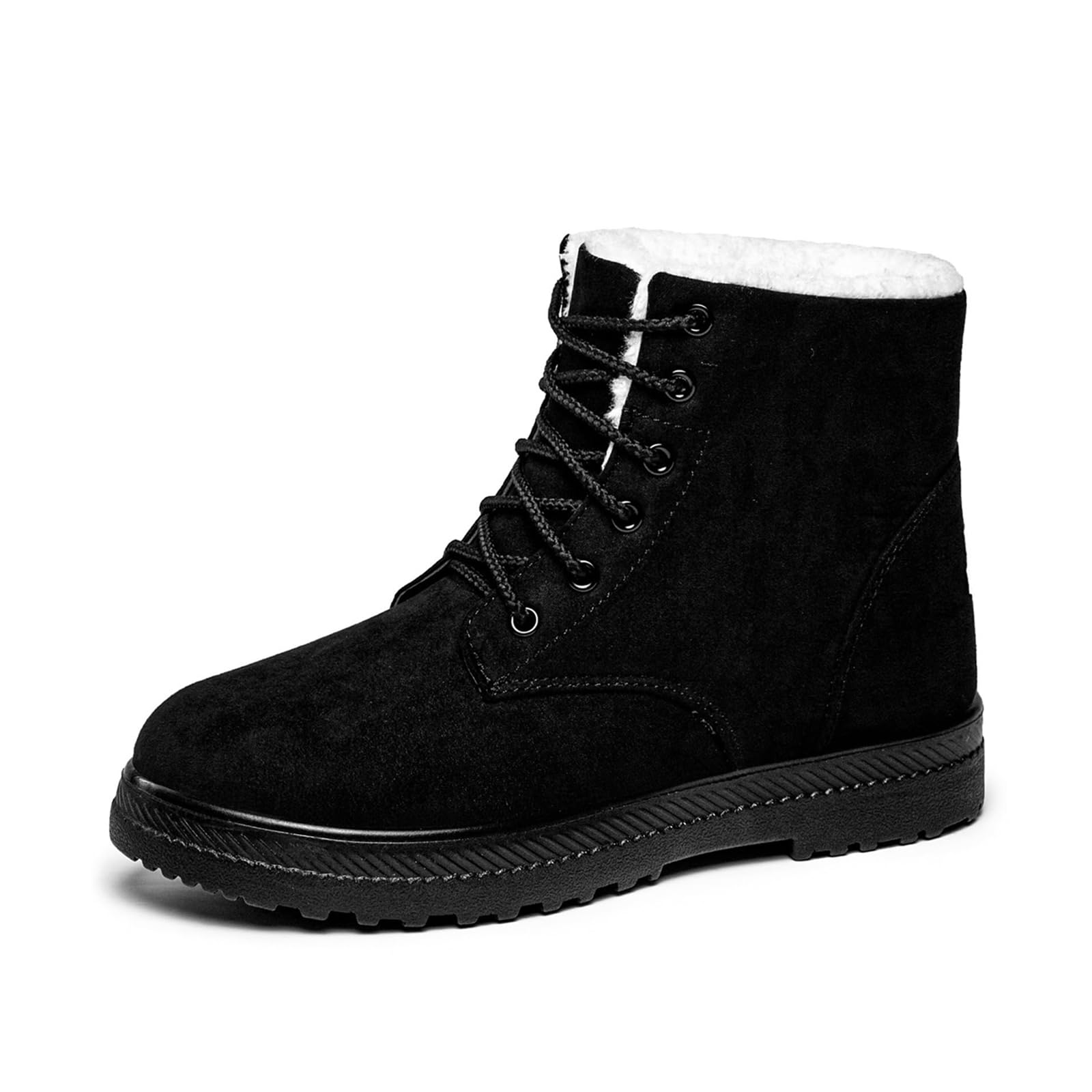 Winter Snow Ankle Boots for Women Warm Cotton Fur Lined Short Boots Comfortable Suede Non Slip Lace Up