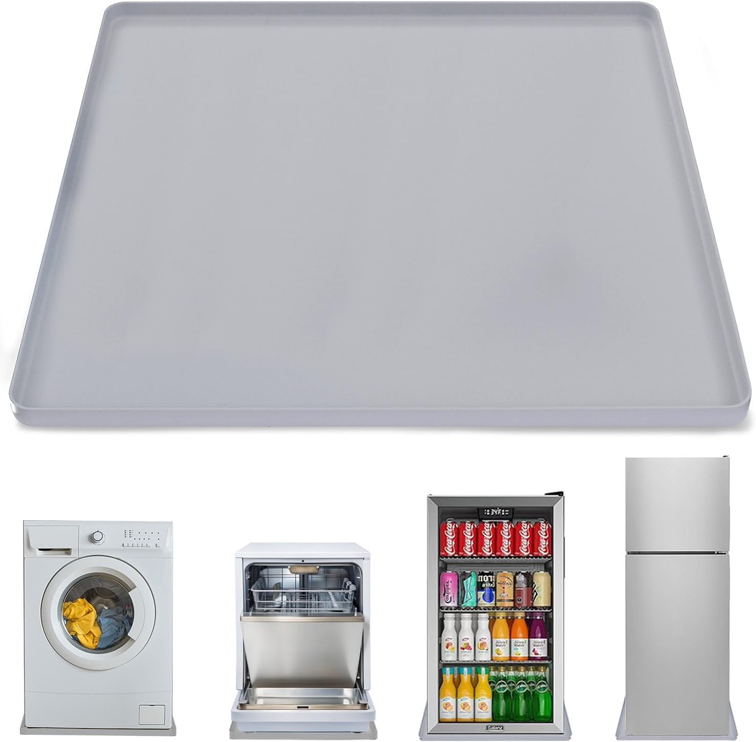 Washing Machine Drain Pan, 27x27 Inch Silicone Mat with Raised Edge