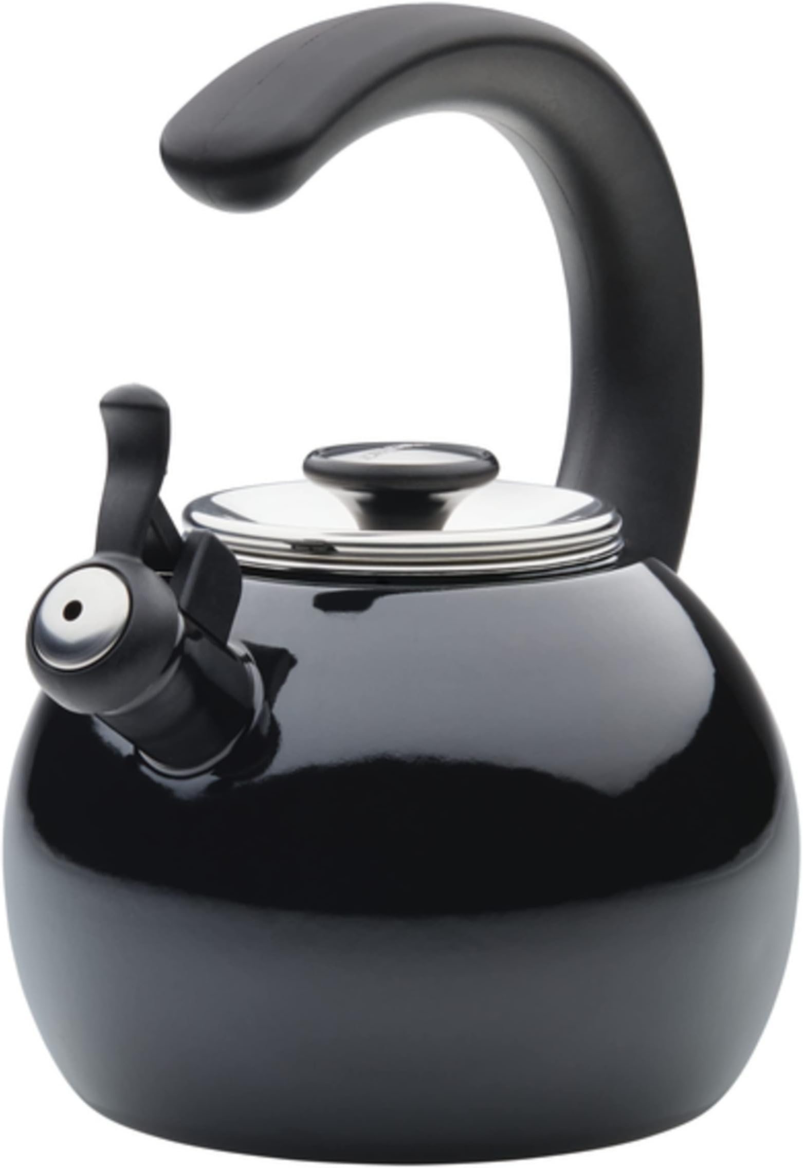 48166 Whistling Teakettle/Teapot with Flip-Up Spout, Enamel on Steel, Black
