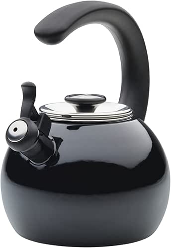 Circulon Enamel on Steel Whistling Teakettle/Teapot With Flip-Up Spout, 2