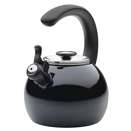 Circulon Enamel On Steel Whistling Tea Kettle 1.9 Liters, Black