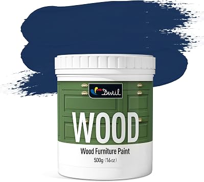 DWIL Matte Finish Furniture Paint - 16 Oz Wood Paint for Cabinets, Doors, Tables, and Dressers Refinishing - Water-Based, Non-Toxic & Odorless, Easy to ApplyAmbassador blue-Without Tools