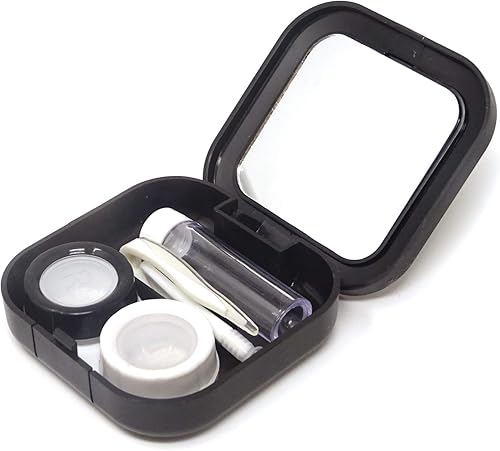 Miniatura 3 de Honbay Fashion Planet Estuche para lentes de contacto portátil Kit de caja de lentes de contacto con espejo (cuadrado)