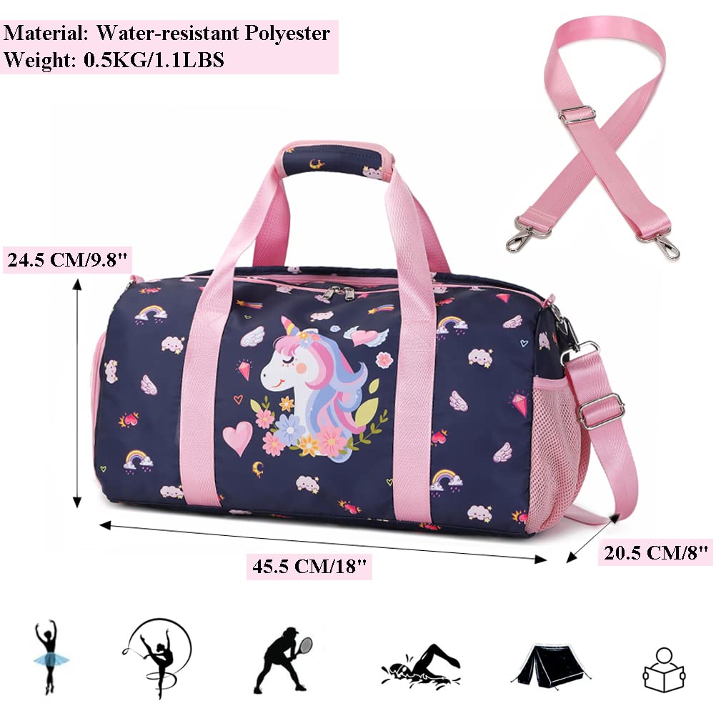 Kimwadalh Borsa sportiva per ragazza bambino borsa da ballo borsa weekend bambino borsa da viaggio ragazza borsa da ballo borsa da palestra ballerine