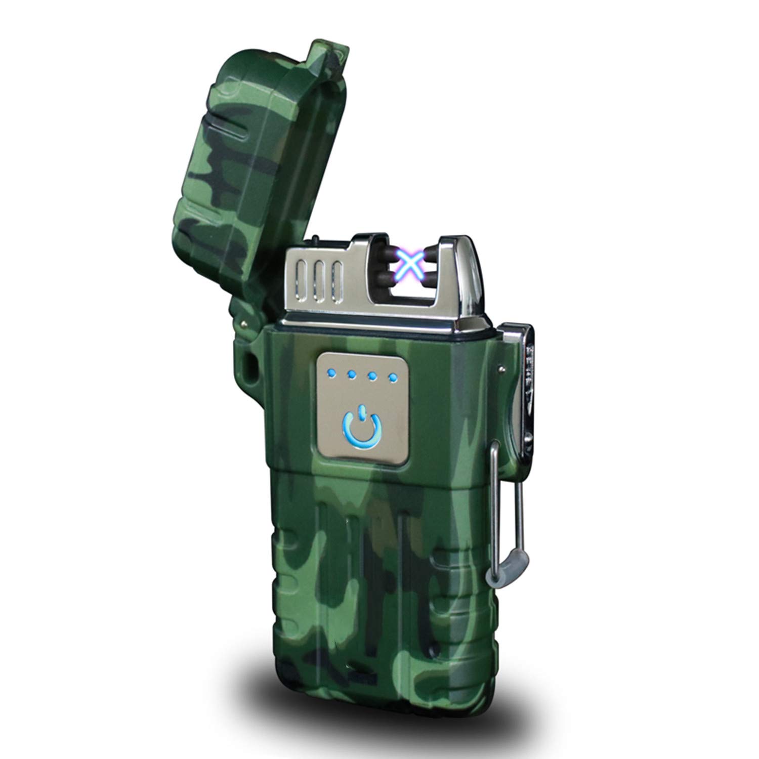 Outdoors Waterproof Lighter Smart Fingerprint Sensor Lighter USB Electronic Rechargeable Pulse Plasma Lighter Double Arc Plasma Lighter Perfect for Outdoors Camping Hiking Travelling Gas Stove BBQ