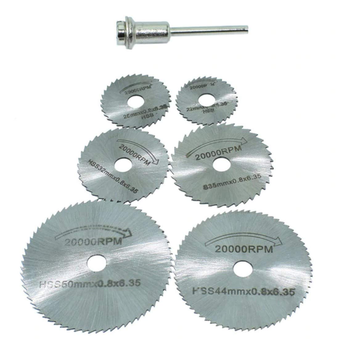 DIY Crafts 6 Pcs HSS Circular Saw Blade Set for Metal Rotary Tools (5 Blades & 1 Extention Rod) Rotary Tool Cutting Discs (Sytle No # 7, 5 Blades 1 Mandrel) 1