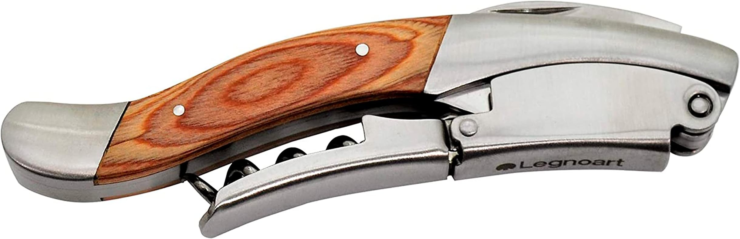 LegnoartAmarone Stainless Steel Sommelier Corkscrew with Light Pakkawood Handle