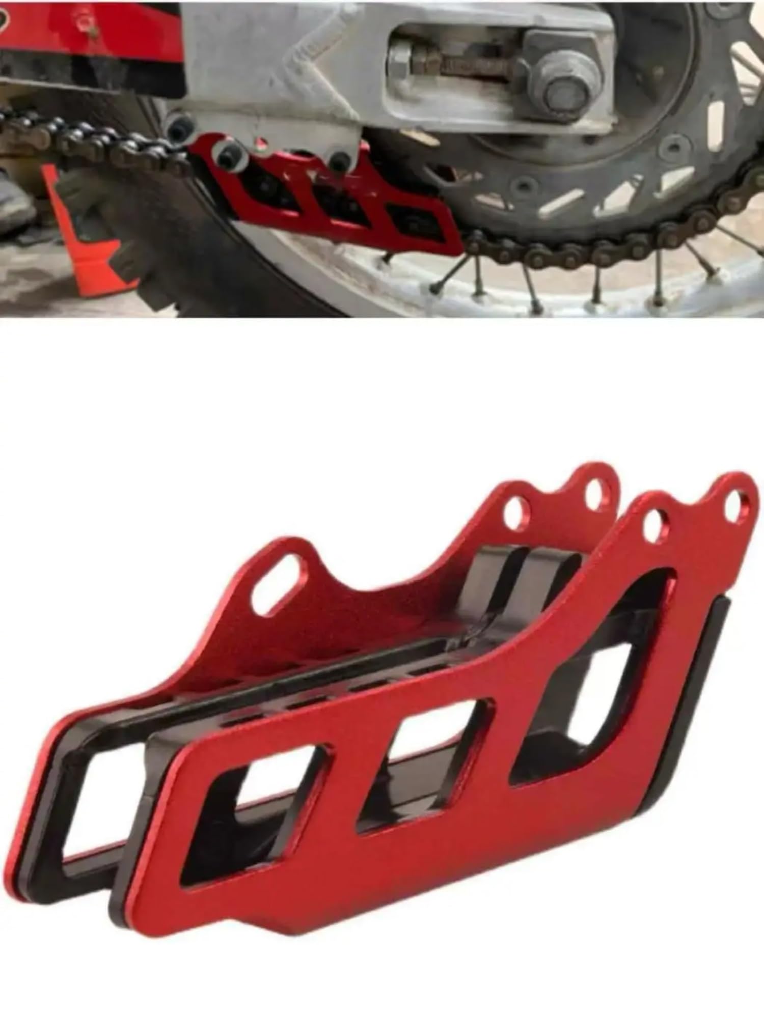 Tendicatena Moto Compatibile Con CRF450RX 2017-2021 Guida Catena Moto Cursore Catena Kit Guida Tenditore Adatto Motocross Completo(Red)