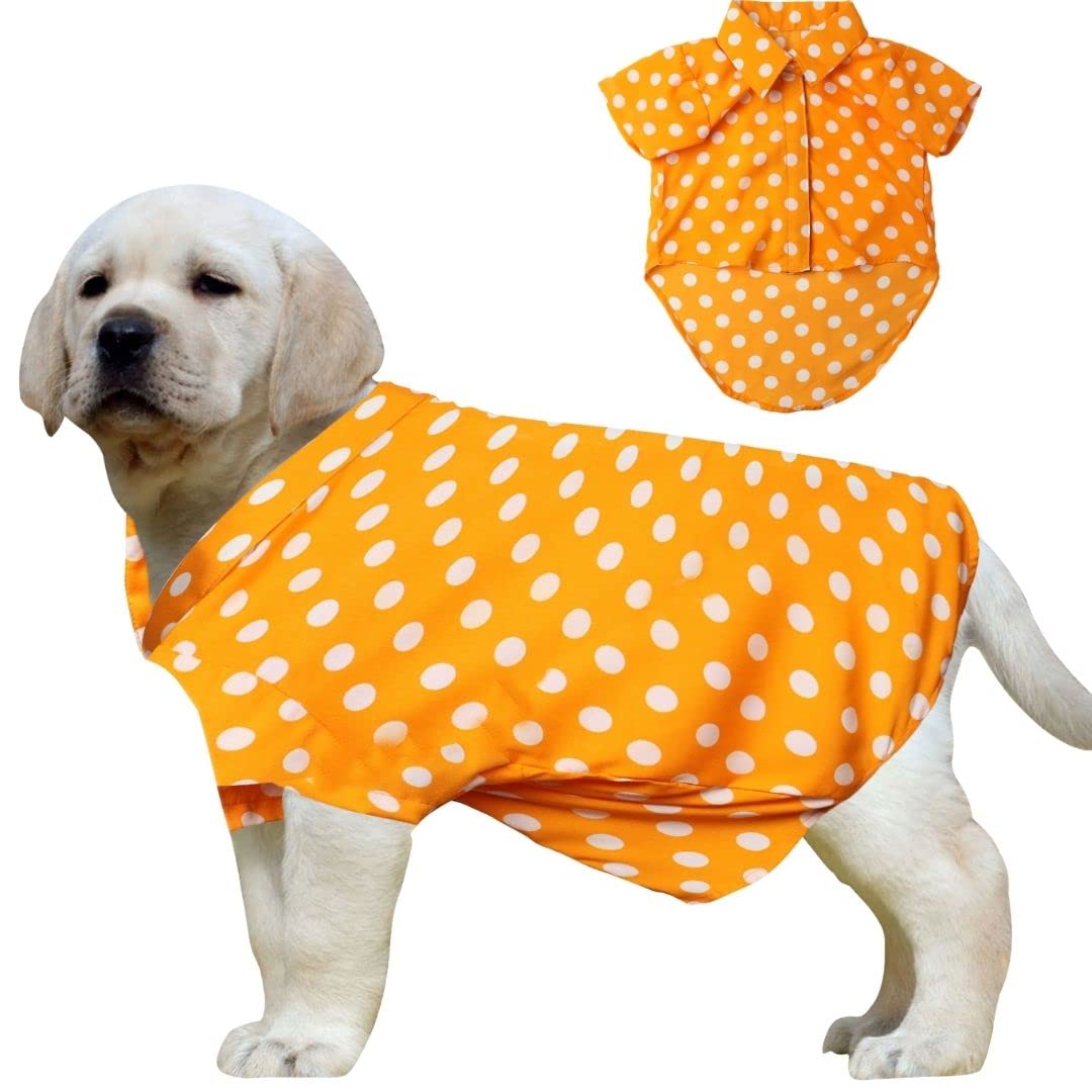 Western Era Super Soft Trendy Printed Shirt, Ultra Comfort Dog Apparel, Cotton Printed Breathable Basic Vest Dog Shirt, Cute Lightweight Thin Shirt for Your Furies (Polka Orange) (Medium - 18inch)