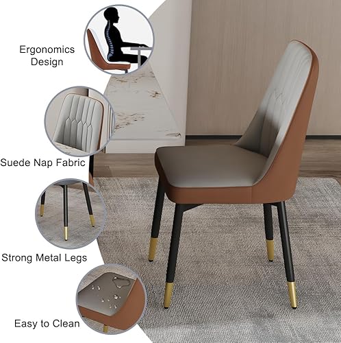 Miniatura 5 de Juego de mesa de comedor moderno de 71 pulgadas para 6, juegos de comedor para 6, mesa de mármol sintético de cocina y sillas de piel sintética,