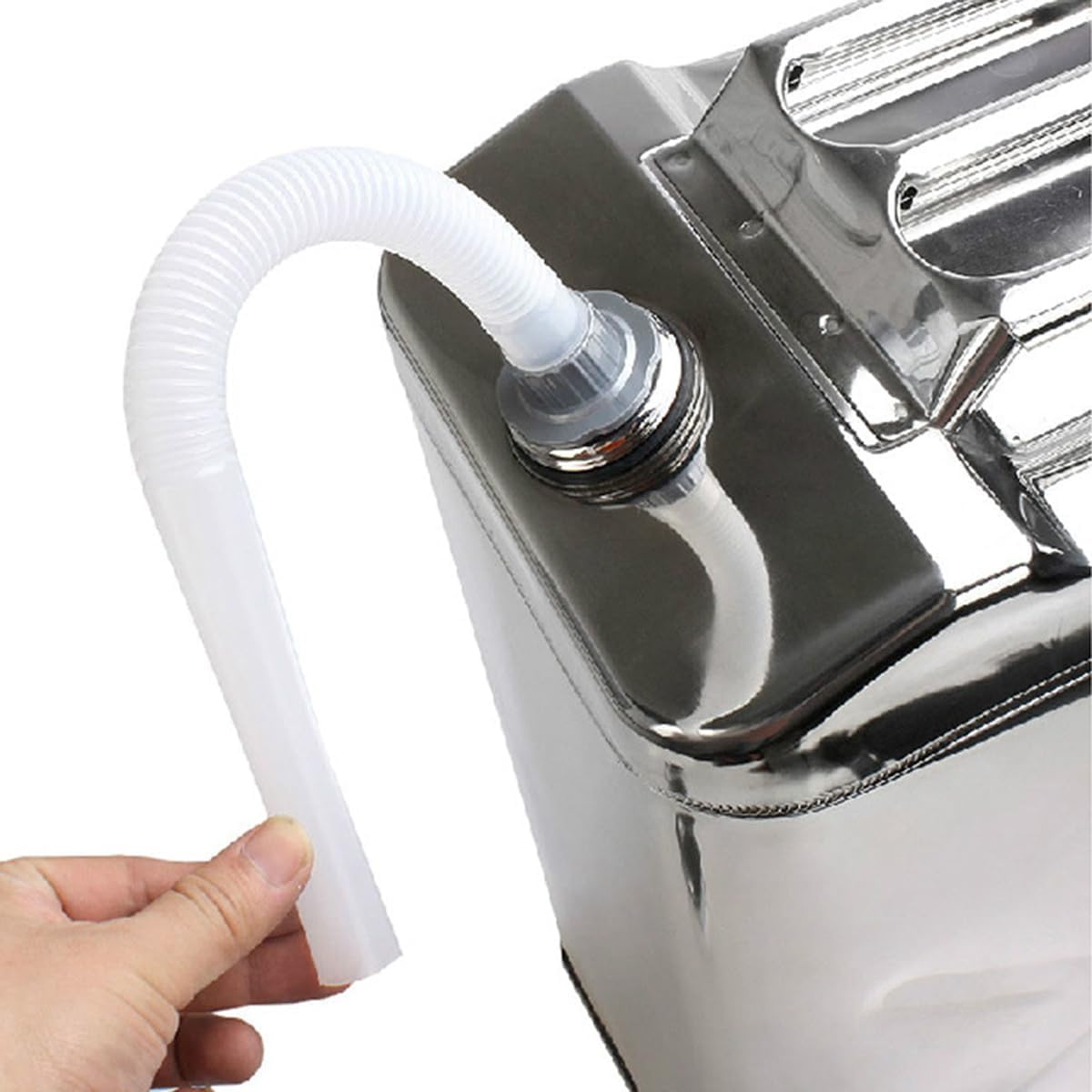 Tanica per Benzina in Acciaio Inossidabile con Tubo per Carburante - Ideale per Serbatoi di Benzina, Diesel, Olio Commestibile O Acqua,10L