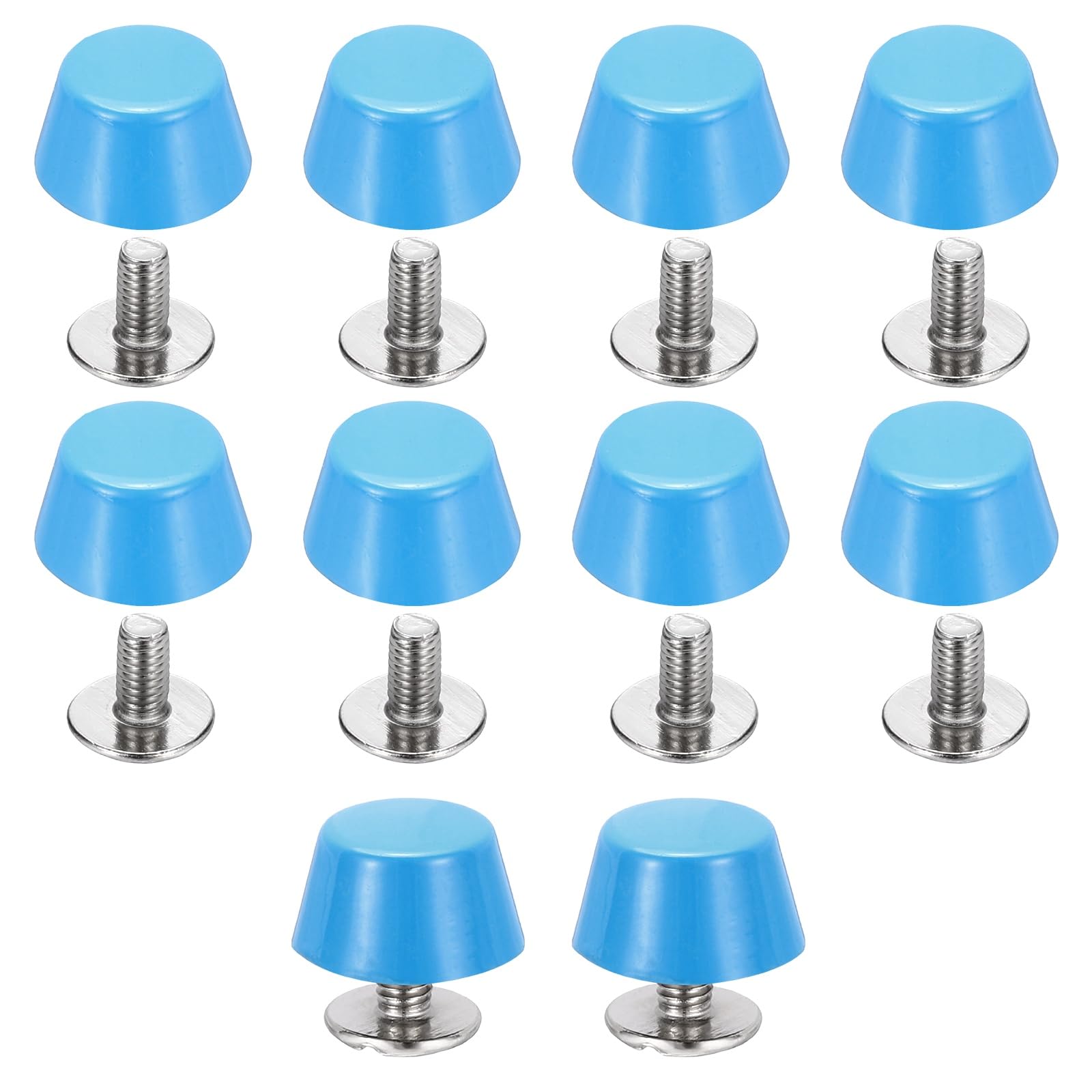 sourcing map 10 Sets Rivets Stud Handbag Purse Feet 12mm / 1/2" Screw Back Spikes Nailhead Flat Head Stud Rivet Buckle Leathercraft for Leather DIY Collar Belt Bag Totes, Blue — image 1