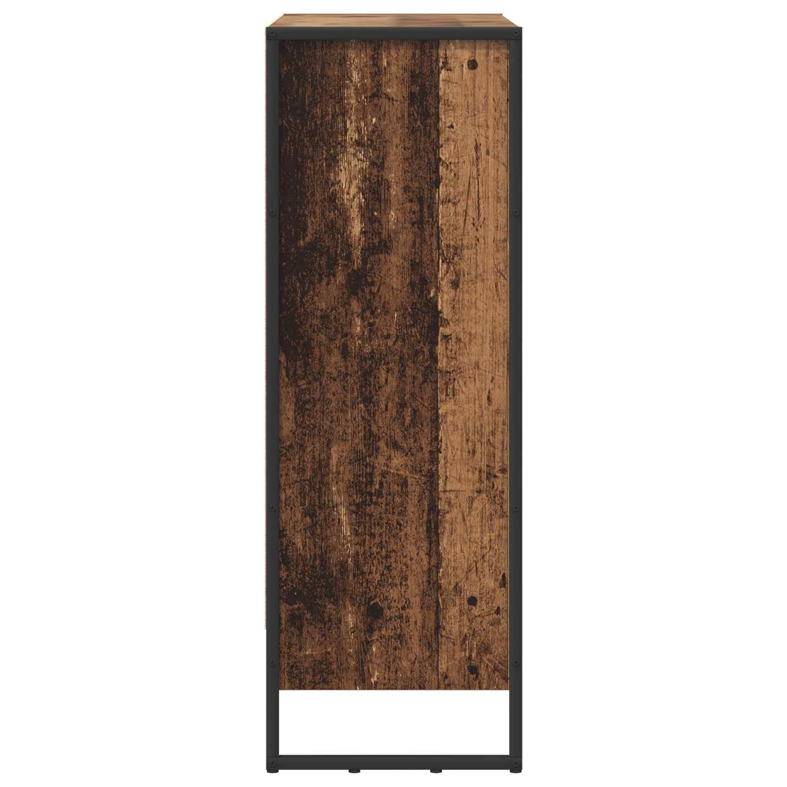 Regał na książki o wyglądzie starego drewna, 80 x 30 x 155 cm, materiał drewnopochodny i stal, przemysłowy regał stojący z 5 półkami, otwarty design do salonu, biura, korytarza