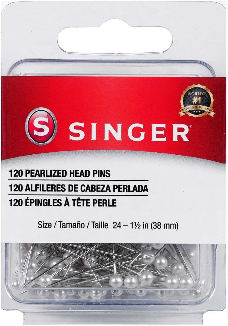 SINGER 07051 Pearlized Head Straight Pins, Size 24, 120