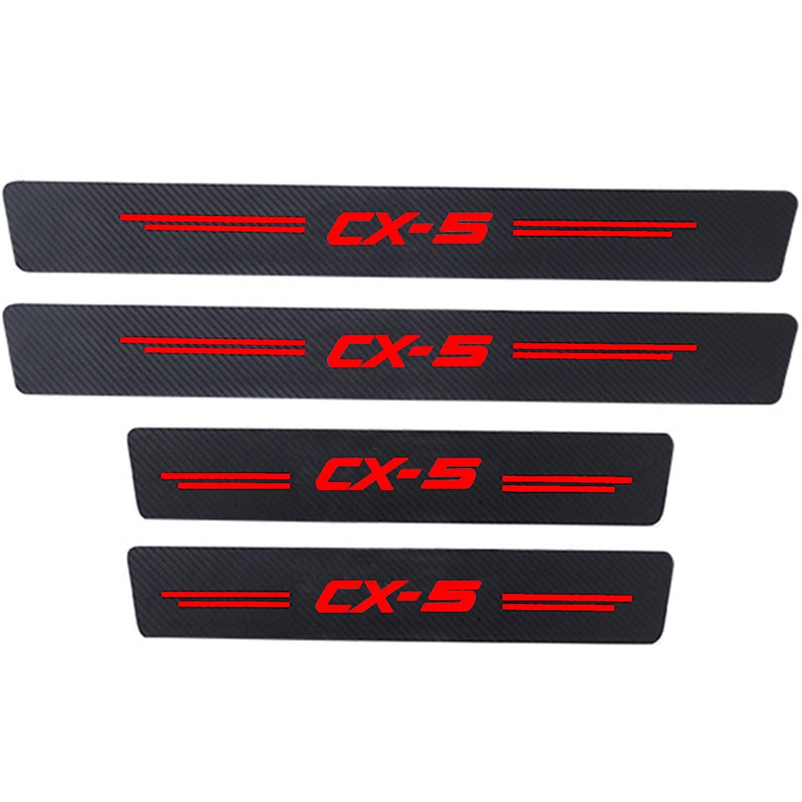 KAFMZEP 4 Pcs Car Door Sill Protectors Sticker for Maz-da CX5 CX 5 CX-5, Carbon Fiber Scuff Plate Entry Guard Pedals Automotive Exterior Styling Accessory Parts,Red