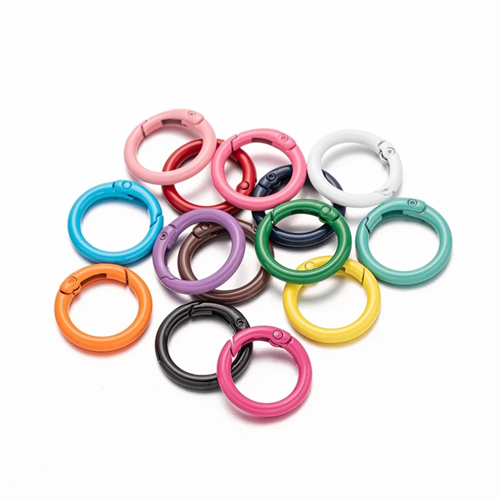 O-ring a molla in metallo 50 pezzi in Chiusure a Moschettone rotondo apribile Portachiavi Clip Gancio Fibbie Connettore(Rose Red)