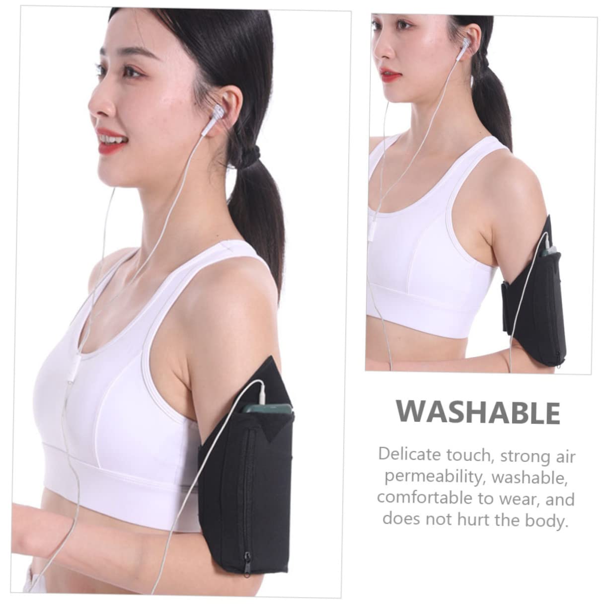 DOITOOL 5pezzi Marsupio Multifunzionale Per Telefonini Braccio Per e Allenamento Resistente e Per Jogging Attività Outdoor Colore Nero
