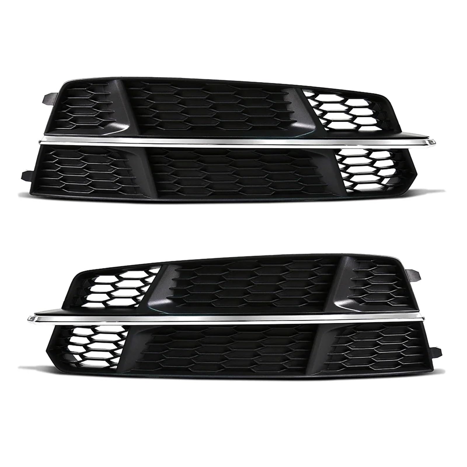 2 sztuki osłony świateł przedniego zderzaka samochodu pasujące do Audi A6 C7 A6L S-Line 2015 2016 2017 2018 Hex Grill 4G0807681AN(Sliver Pair)