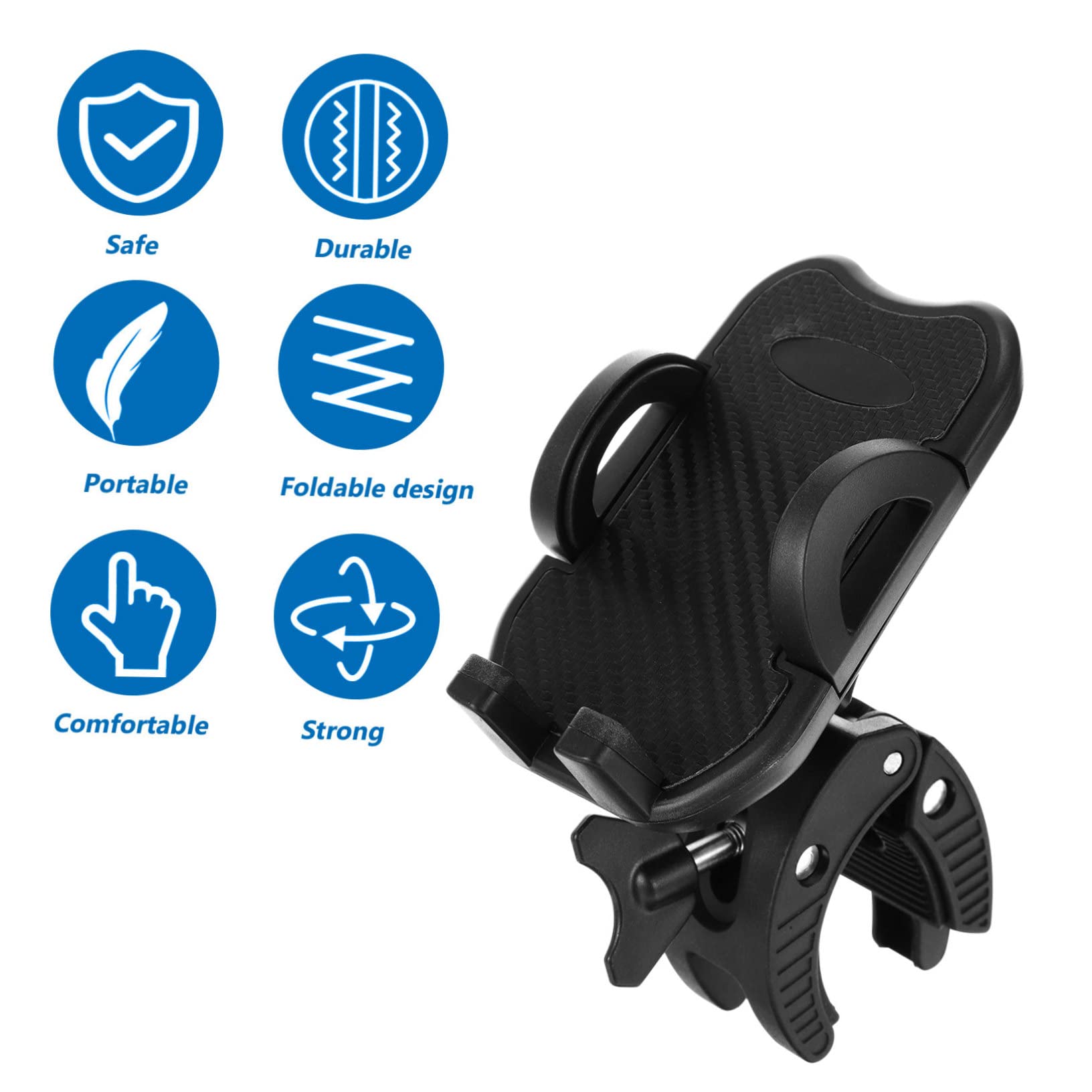 Supporto Cellulare per Moto Morsetto per Tubo Rotondo Nero