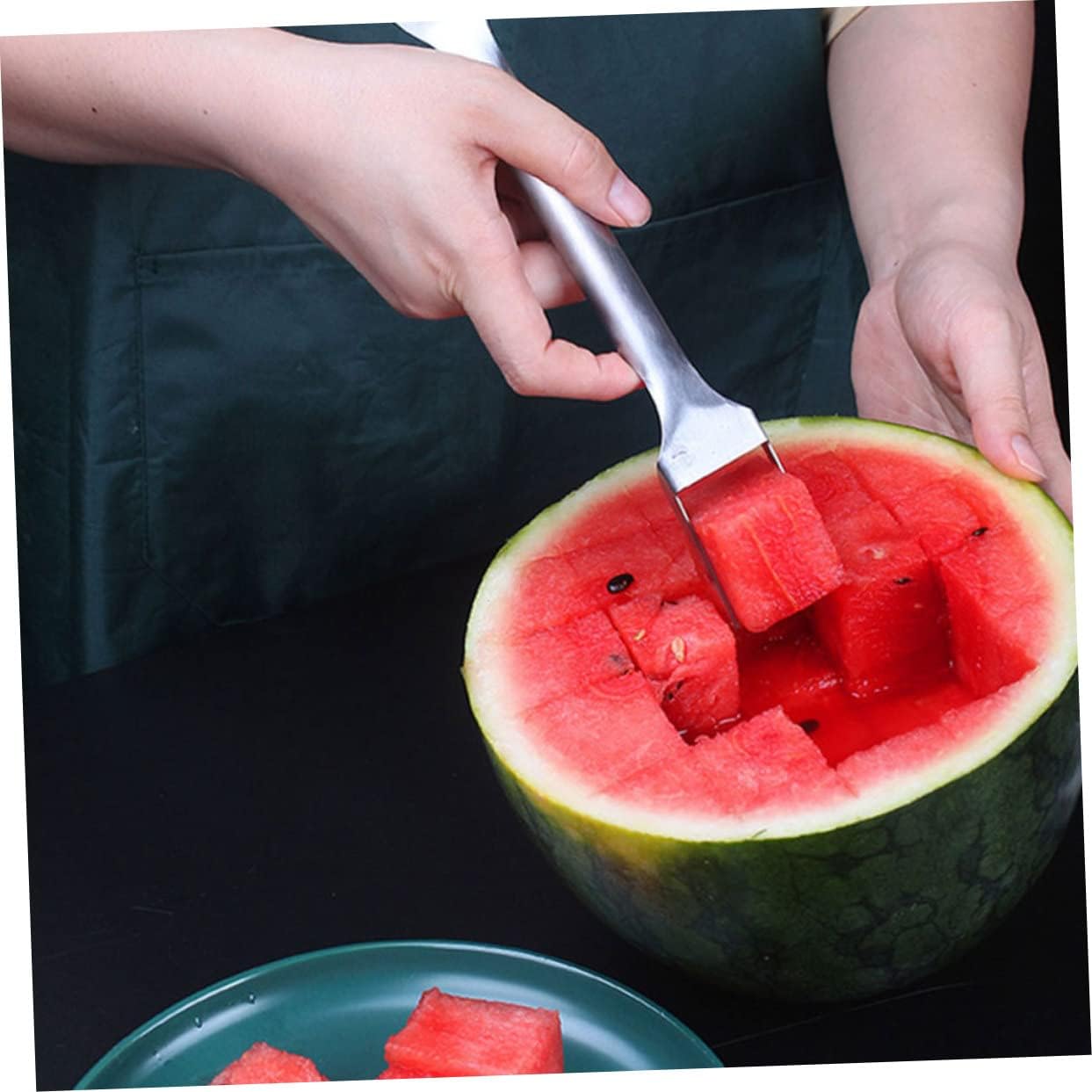 SOLUSTRE 5pcs Watermelon Fork Slicers Metal Fruit Cutter Fork Slicer Portable Watermelon Kitchen Gadgets
