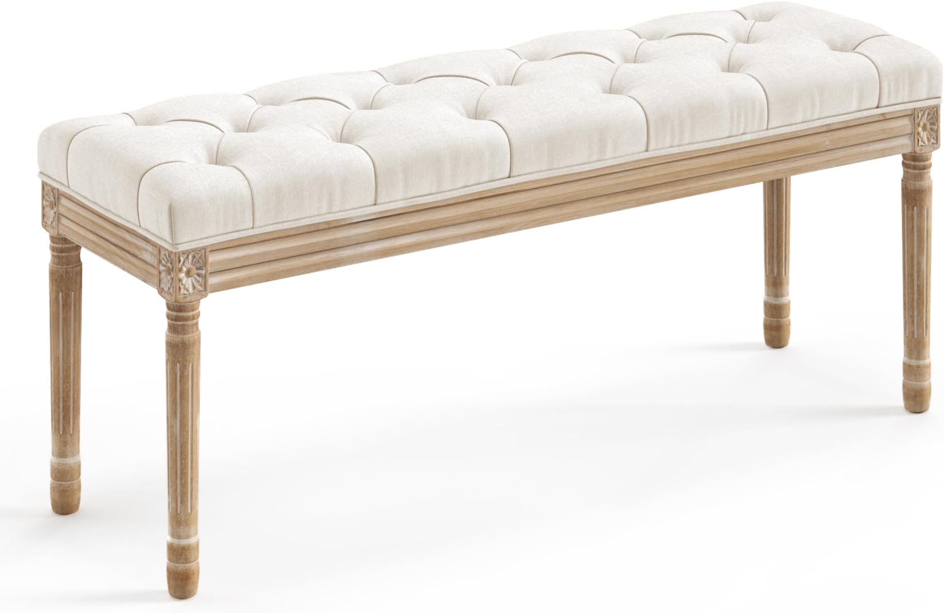 Amazon.com: HOMCOM Semi-Circle End of Bed Bench with Tufted Design, Upholstered Bedroom Entryway ...