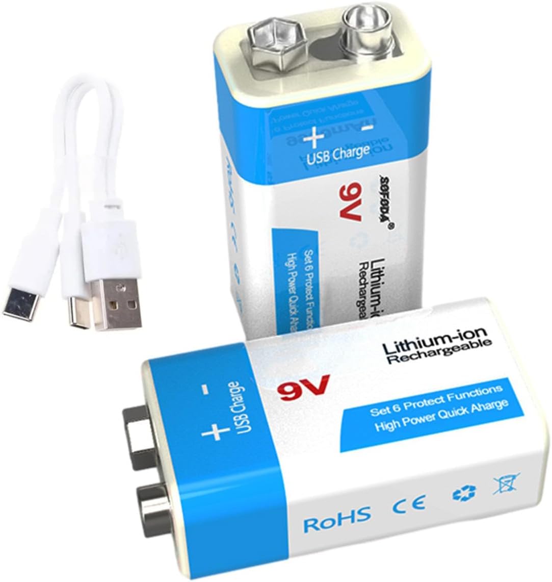 NabEli 9V 1200Mah Lithium Ion Rechargeable Battery,9V