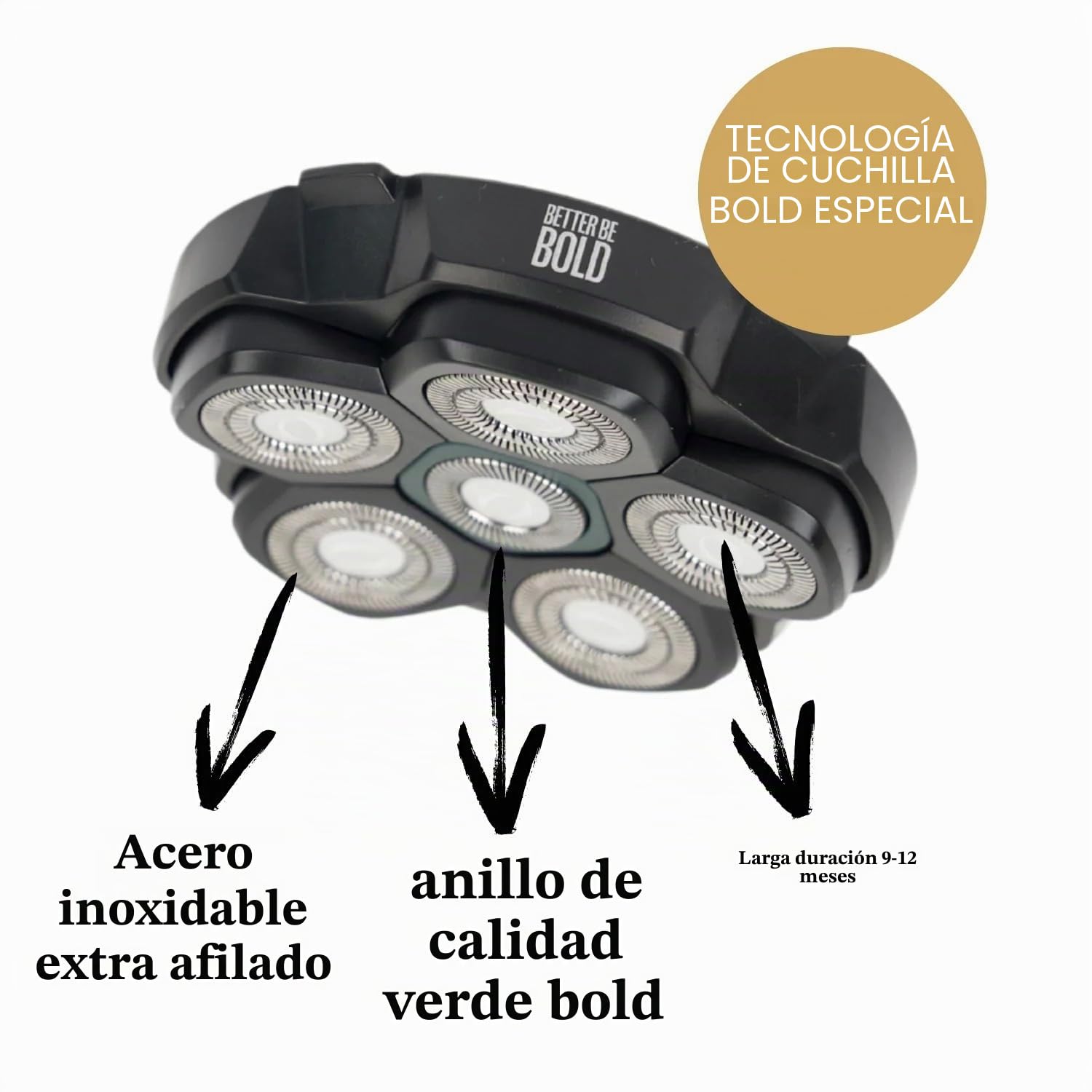 BETTER BE BOLD – Afeitadora eléctrica cabeza calva I Rasuradora ergonómica cuero cabelludo