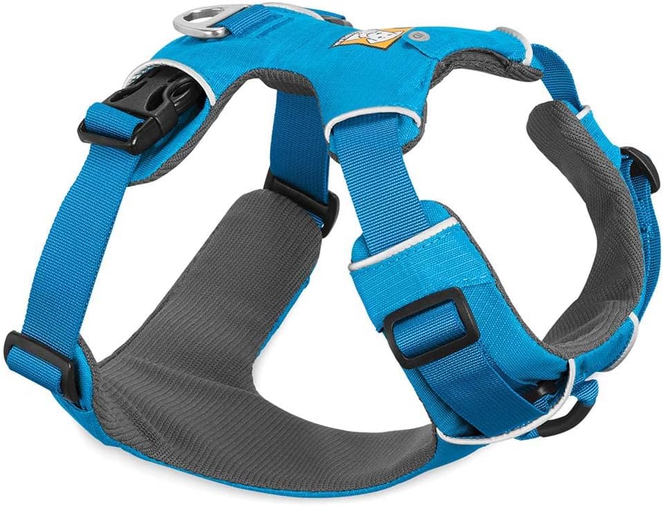 Ruffwear, Front Range Dog Harness, Reflective Soft Padded Everyday Harness with Dual Leash Clips, Adjustable and Lightweight Fit for Training or Walking for All Dogs, Blue Dusk, XX-Small