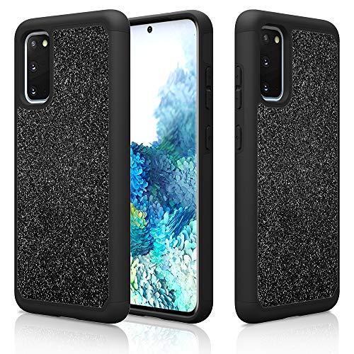 D DESSVON Galaxy S20 Case Glitter Black for Girl Women, Slim Full-Body Cover