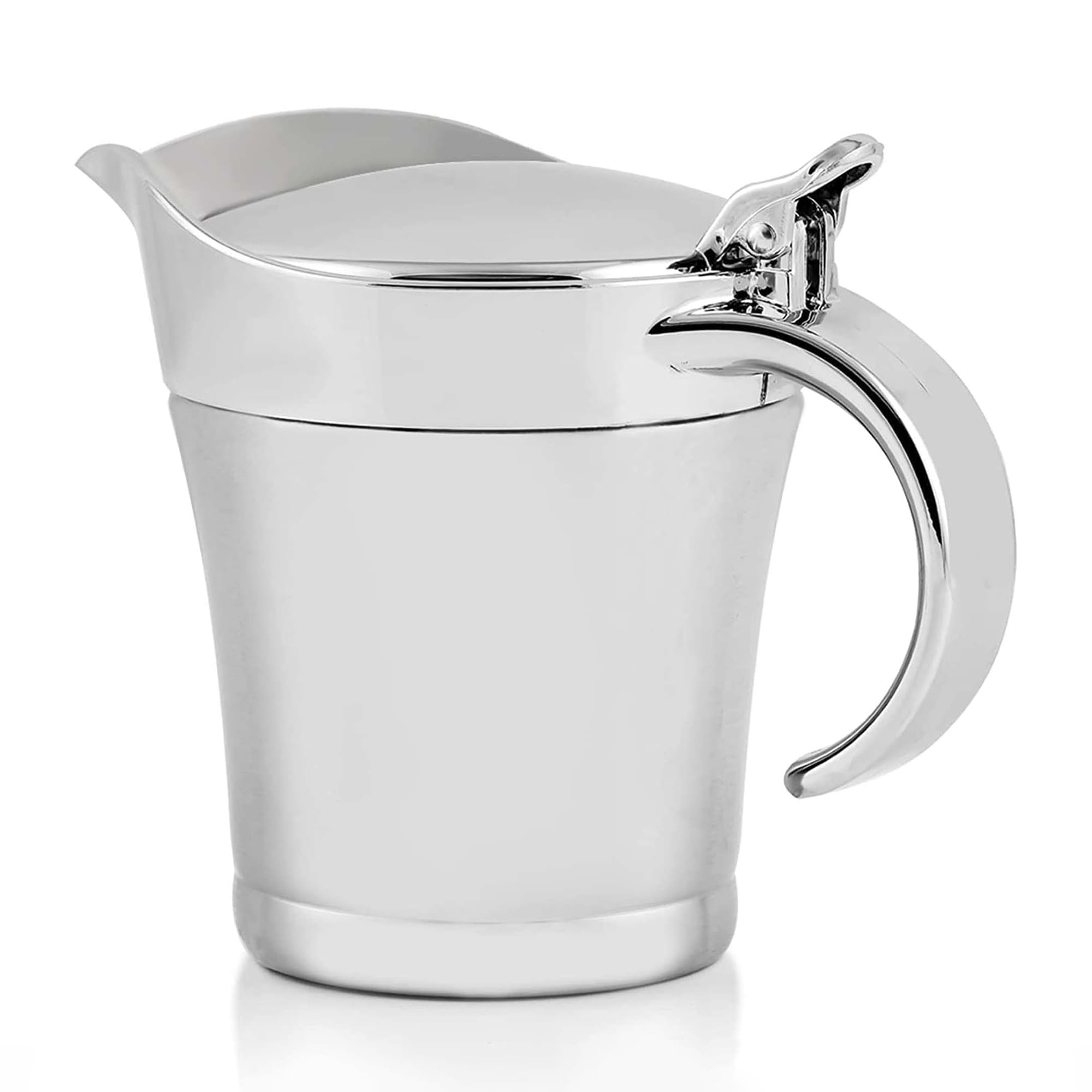 Ovente Stainless Steel Double Wall Insulated Gravy Boat Serving Jug with Lid for Gravy, Cream, Sauce, Salad Dressing, Easy Clean and Storage Ideal for Dinner, Thanksgiving and Holiday, Silver GB4541S