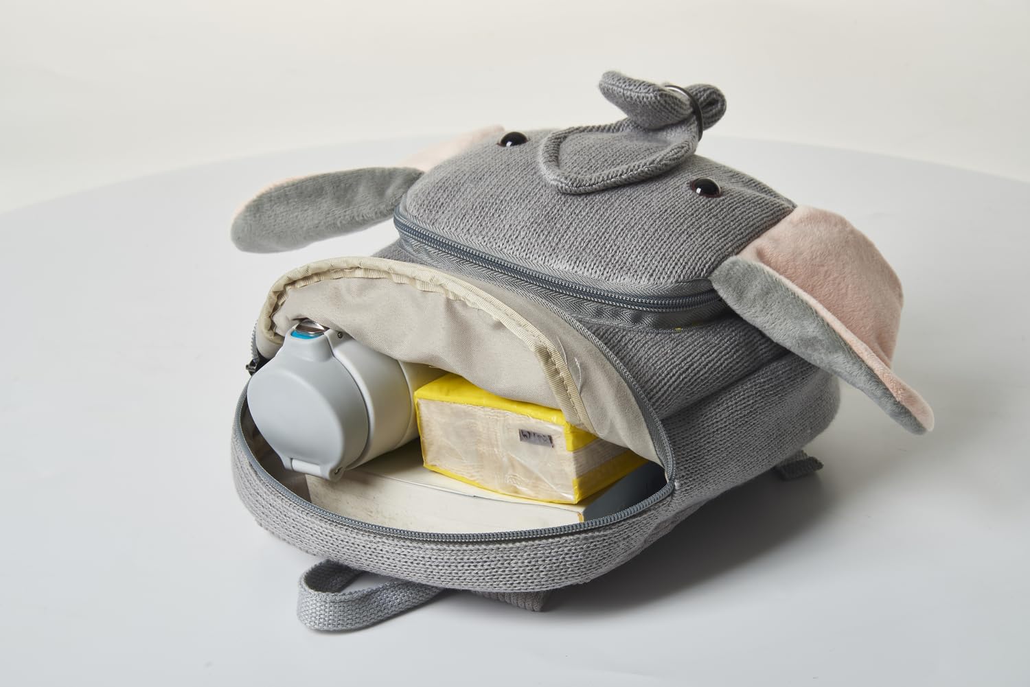 Mochila infantil algodón elefante gris