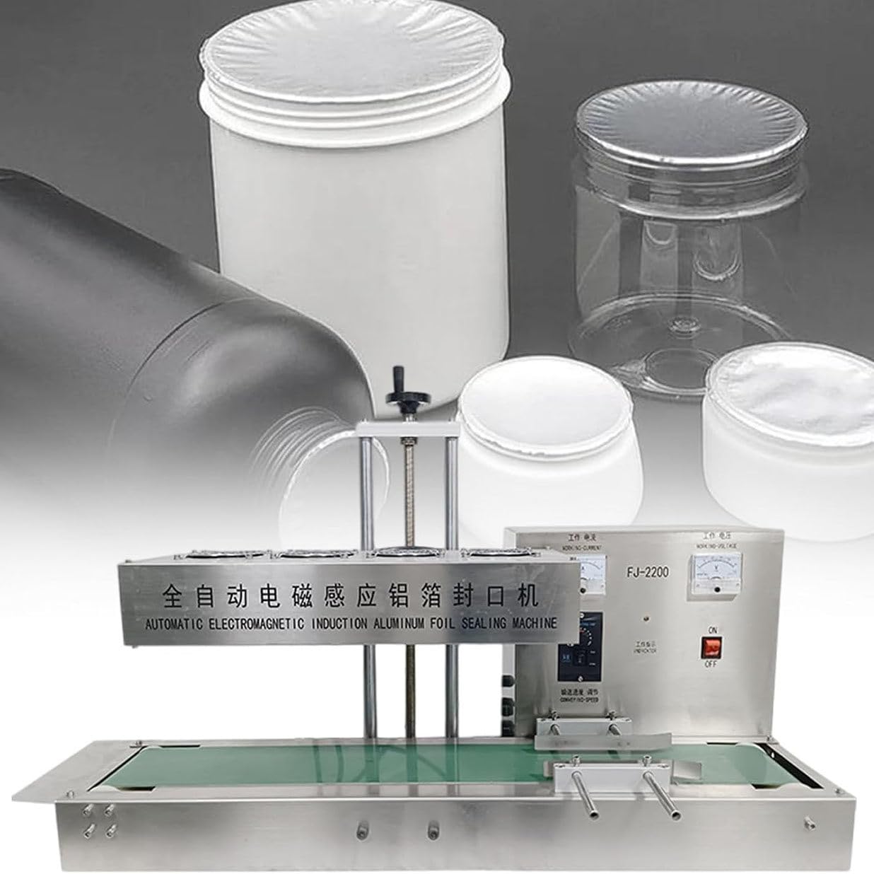 GYQSSD Electromagnetic Induction Bottle Cap Sealer, 2200W Commercial Aluminum Foil Sealing Machine, Automatic Continuous Sealer, 15-300mm Heat Jar Sealing Machine,60-130mm