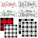 6 Pieces Buffalo Plaid Stencils Merry Christmas Stencil Let it Snow Stencils Rustic Farmhouse...