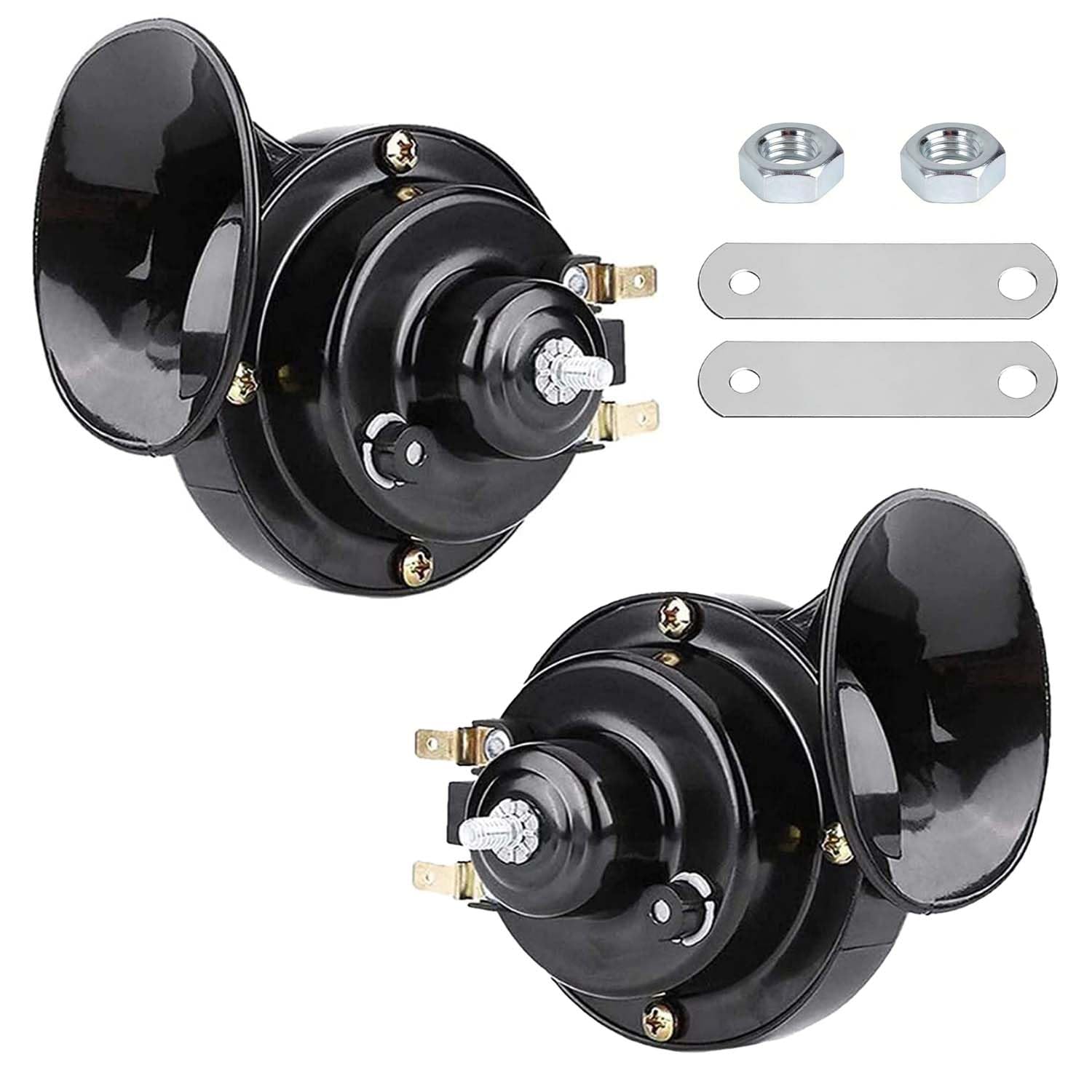 2 trombe a chiocciola da 300 dB, elettriche a chiocciola da 12 V, trombe super potenti, impermeabili, universali per auto, camion, moto, barche, nere