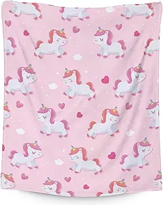 Unicorn Blanket Gifts - 60"x80" Cute Throw for Girls & Women - Pink Soft Fuzzy Blankets for Bed, Couch & Living Room