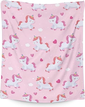 Unicorn Blanket Gifts - 60"x80" Cute Throw for Girls & Women - Pink Soft Fuzzy Blankets for Bed, Couch & Living Room